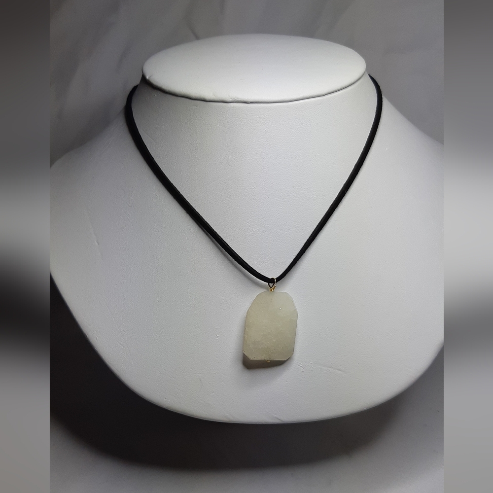 White Quartz Crystal Wire Wrap Necklace